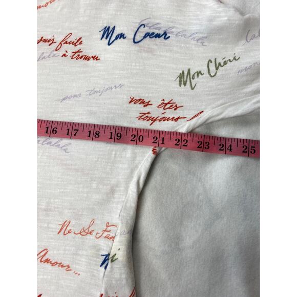 Anthropologie Maeve Paris Colorful French Script  3/4 Sleeve Pullover - Picture 9 of 9